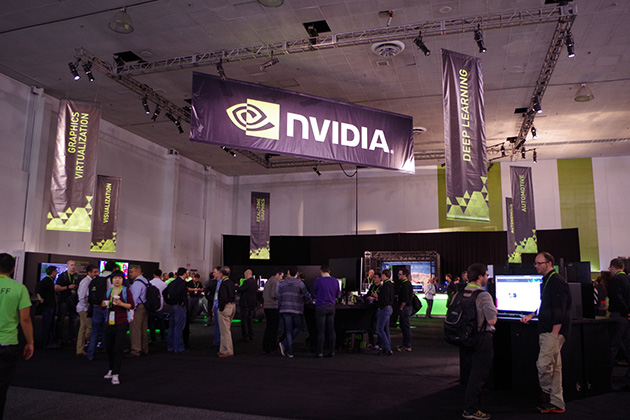 NVIDIAの展示コーナーはディープラーニングやVR、ロボット、3Dプリンティングカーなどの展示で注目を集めていた。